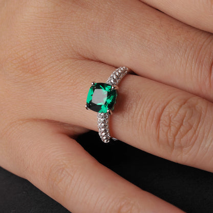2.22ct Created Sapphire Nano Emerald Tanzanite Solitaire Ring 925 Sterling Silver for Women Daily Party Jewelry  sets gift