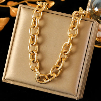 316L Stainless Steel Gold Silver Color Thick Chain Necklace For Women Fashion Cuban Neck Chain Waterproof Jewelry Gift