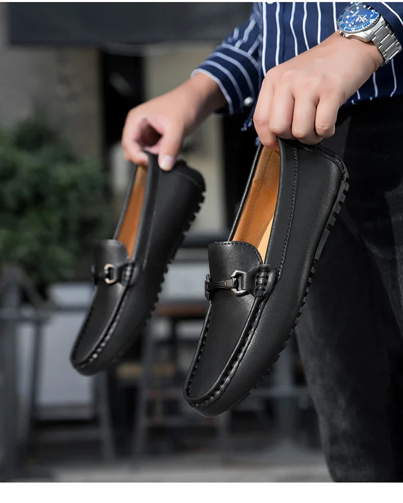 Genuine Leather Men Casual Shoes Luxury Brand Mens Loafers Moccasins Breathable Slip on Italian Driving Shoes Chaussure Homme