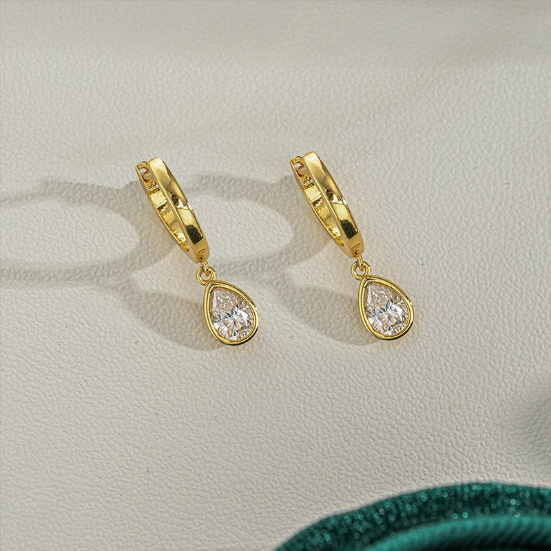 0.5ct Water Drop Moissanite Drops Earrings for Women Luxury Pear Cut Jewelry Silver 925 With Gold Plated Ladies' Earrings