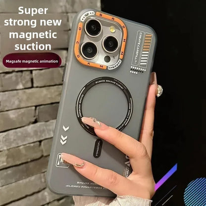 Magnetic Phone Case For iPhone 17 16 15 14 13 Pro Max Air Magsafe Wireless Charge Frosted Metal Lens Frame Buttons Cover