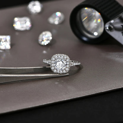 7.0mm Round Cut Moissanite Ring for Women D VVS1 1.2CT Lab Diamond S925 Sterling Silver Engagement Wedding Jewelry Gift