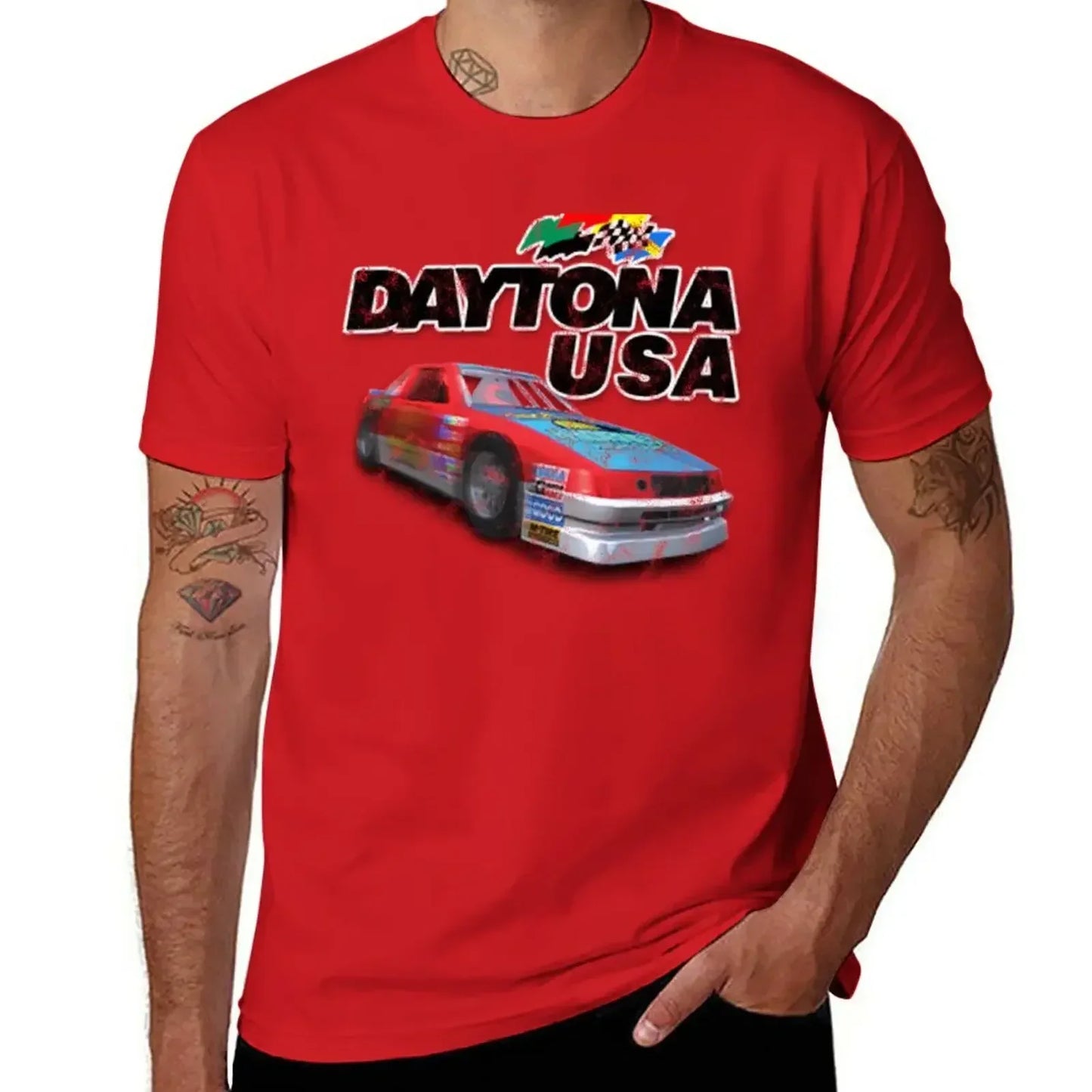 plus size tops man clothes custom t shirts design your own workout shirts for men Daytona USA Distressed Car Logo T-Shirt