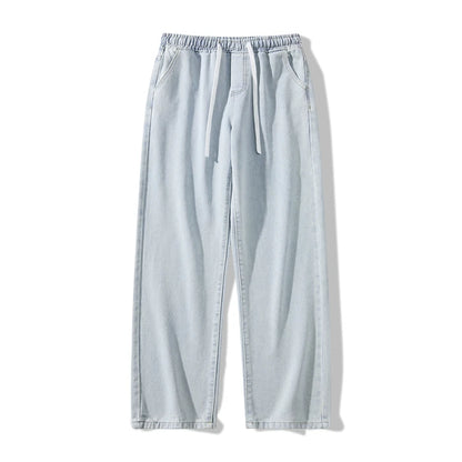 Calça Jeans Masculina Primavera Outono Tendência High Street Reta Perna Larga Roupas Masculinas Calça Jeans Corte Reto