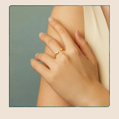 Moissanite White Gold Plated Adjustable Ring 925 Sterling Silver Exquisite Open Ring for Women Fine Jewelry Gift