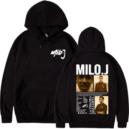 Rapper Milo J 166 Tour 2025 Album Graphic Hoodie Men Hip Hop Gothic Long Sleeve Sweatshirts Vintage Oversized Hoodies Streetwear
