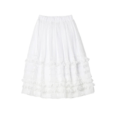 Half length skirt 2025 imakokoni Xia Sen style artistic bright yarn light and thin lace layered A-line skirt 255049