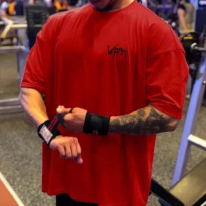 NEW Round Collar  sports T Shirt Oversize Cotton Summer Tee Training running shirt Man Streetwear Half Sleeve men T-shirt