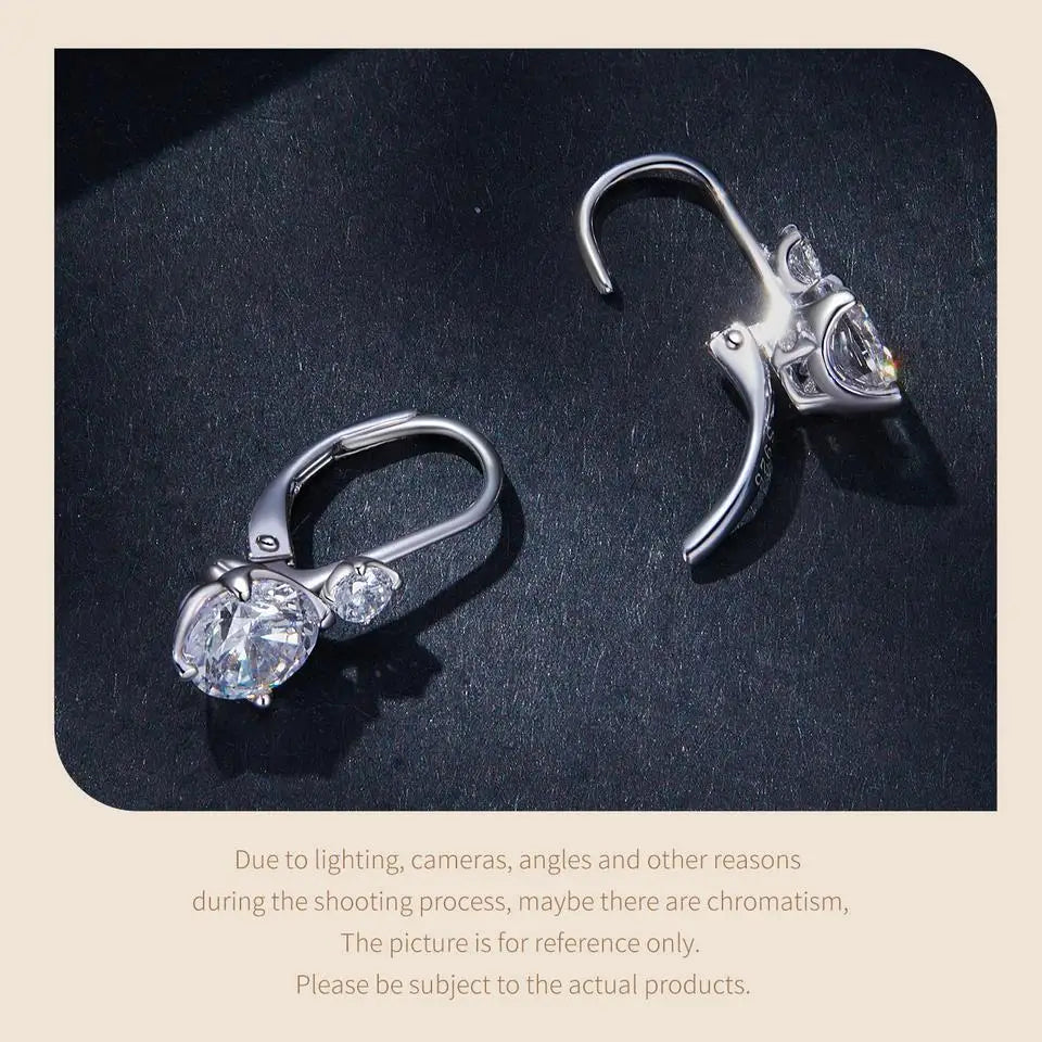 2 CTTW Moissanite Ear Buckles 925 Sterling Silver Hoop Earrings for Women Fine Jewelry Gift