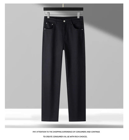 Lyocell Jeans Men Spring Autumn New Fashion Comfortable Straight Long Pants Soft Business Brand Classic Stretch Denim Trousers