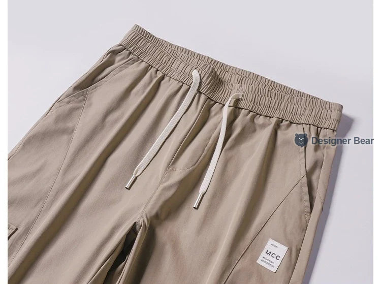 Spring Summer Thin Men's Cargo Pants Loose Tapered Elastic Cuff Jogger Trousers Quick Dry Casual Outdoor Haren Pants Male 5XL