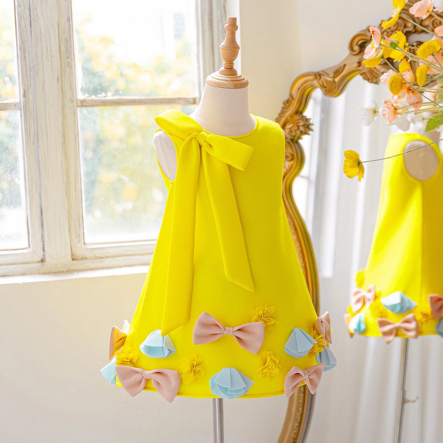 Summer Bow Bridesmaids Party Girls Dress Elegant Baptism Wedding Princess Prom Dresses Girl Gala Birthday Evening Kids Clothing