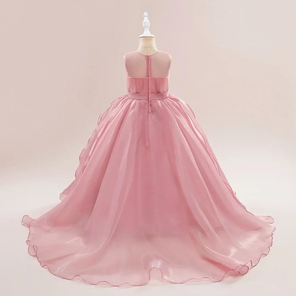 Summer Baptism Bridesmaids Girls Party Dress Elegant Tulle Wedding Princess Prom Dress For Girl Gala Birthday Christmas Vestidos