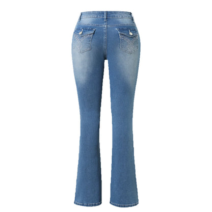 Women's Stretch Boot Cut Jeans Fashion Slim Fit Hip-Lifting Denim Flared Pants