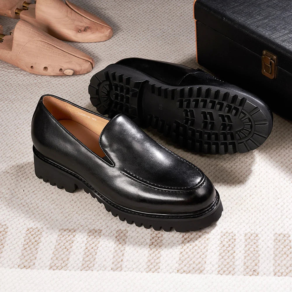 Fashionable Men Formal Shoes Genuine Leather Handmade High Heels Thick Shoes Classic Wedding Office Men's Formal Business Shoes