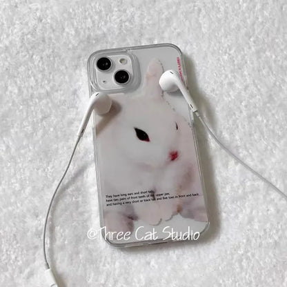 Cute Hazy Rabbit Korean INS Cartoon Phone Case For IPhone 16 15 14 13 12 11 Pro Max XR XS Max 7 8 Plus Kawaii Cover Case Funda