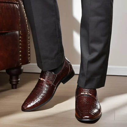 Classic Dress Shoes for Men Leather Shoes PU Crocodile Business Casual Formal Sneakers Plus Size Office Wedding Party Oxfords