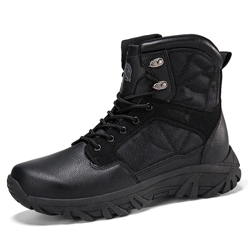 Brand High-Top Leather Men's Boots Breathable Desert Combat Men Work Ankle Outdoor Non-slip Hiking Boots Men's Motorcycle Boots