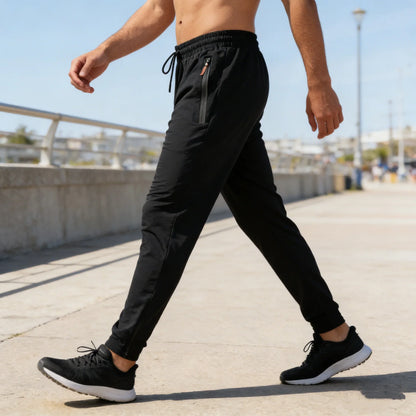 2026 Men's Running Pants Quick-Dry Thin Casual Trousers Sport Pants with Zipper Pockets Sportswear quick-dry Jogging Sportpants