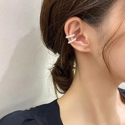 Woman's Korean Elegant Imitation Pearl Ear Cuff Clip C- shaped Earrings Non-Piercing Ear Ring Minimalist Earrings Fashion Jewelr