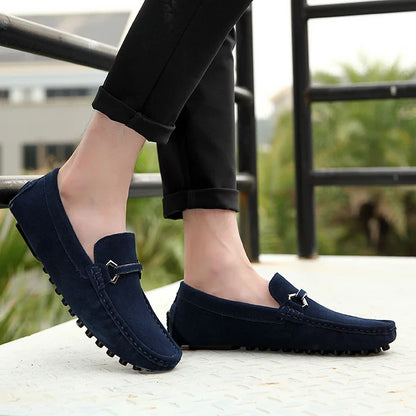 Genuine Leather Men Casual Shoes High Quality Suede Slip on Man Loafers Flats Soft Non Slip Mens Driving Shoes Size 38-46