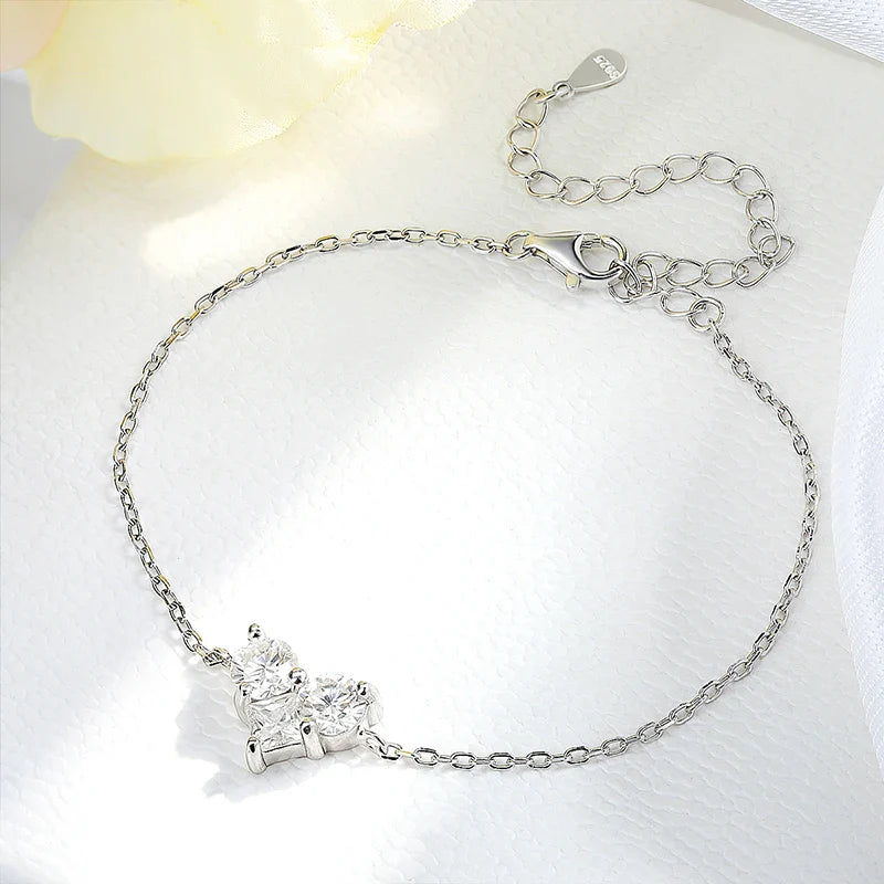 3 Gems Moissanite Bracelet for Women Men Adjustable Chain S925 Sterling Silver Jewelry Lab Diamond Couples Birthday Gifts