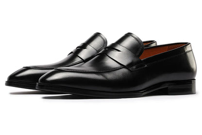 Mens Penny Loafers Elegant Wedding Party Full Grain Leather Casual Dress Shoes Brown Black Business Formal Shoes Moccasins