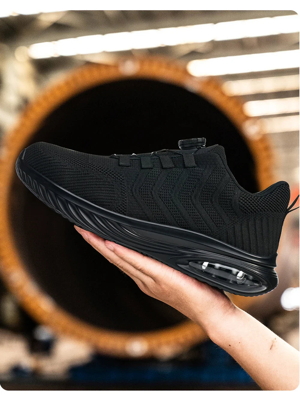 Men's Safety Shoes Anti-impact Lightweight Breathable Plastic Cap Toe Work Shoes Fashionable Button Design for Men
