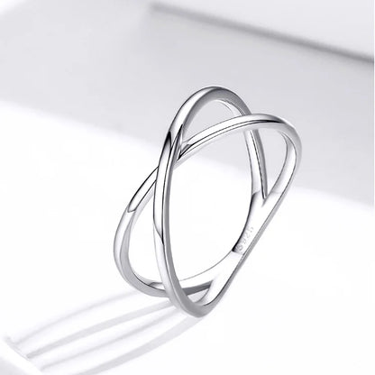 14K Gold Plated X Ring Dainty Minimalist 925 Sterling Silver Cross Ring for Women Promise Jewelry 2 Colors SCR543