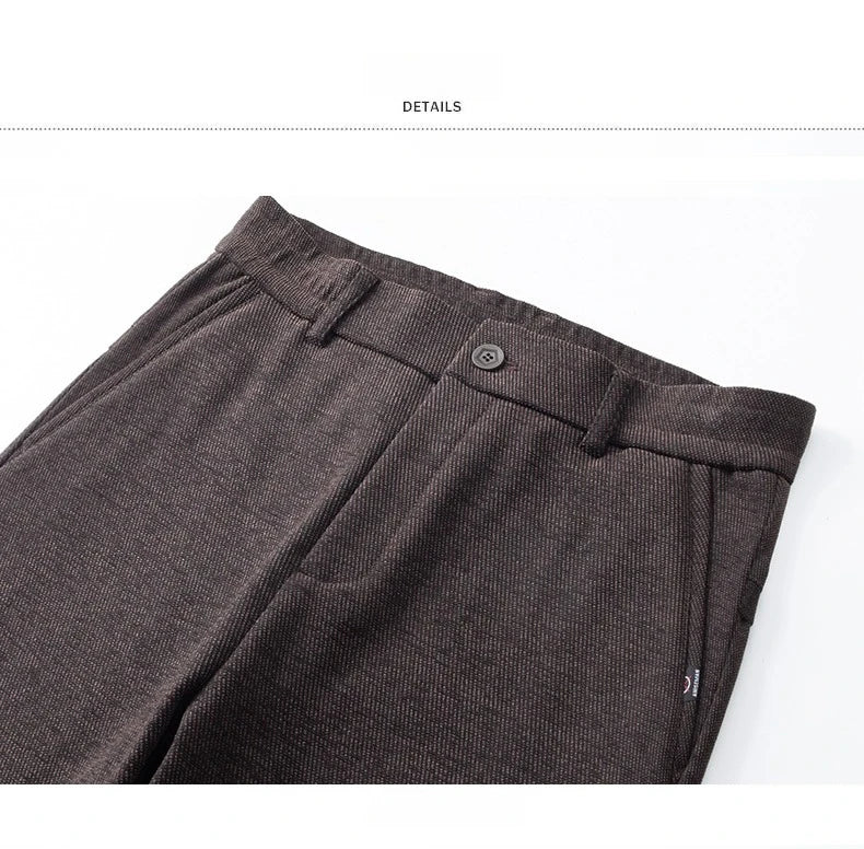 Men's Winter Fleece Elastic Casual Pants Thick Warm Soft Business Stretch Slim Trousers Streetwear Fashion Korean Brand Clothes