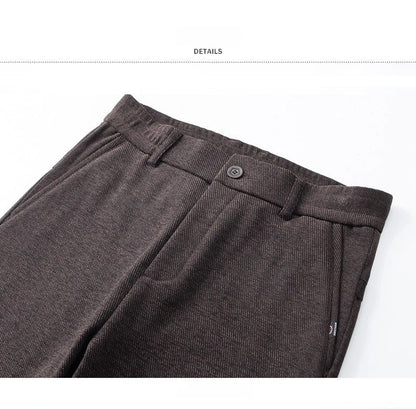 Men's Winter Fleece Elastic Casual Pants Thick Warm Soft Business Stretch Slim Trousers Streetwear Fashion Korean Brand Clothes