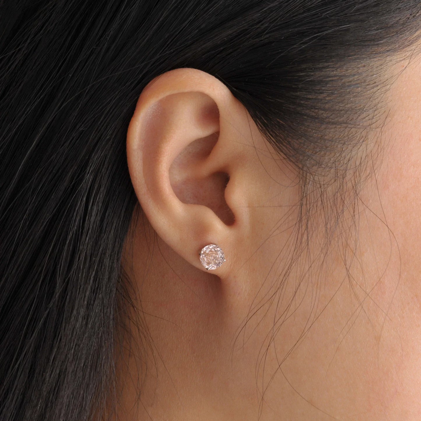 Potiy Rose Cut Octagon Morganite Pink Stud Earrings, 1.5ct Cubic Zirconia 925 Sterling Silver Earrings for Women Mother Day