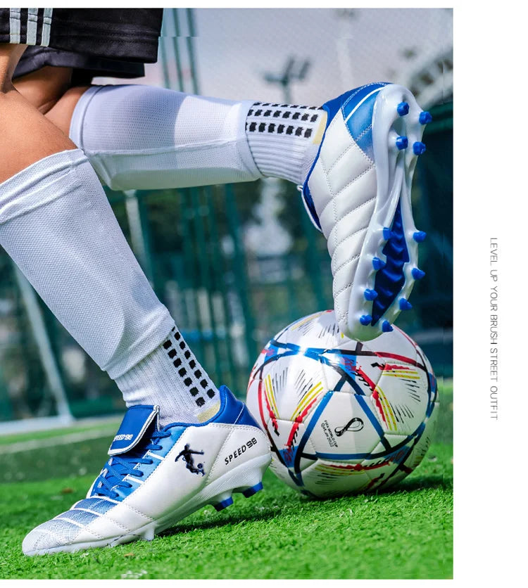 Men Football Boots FG/TF Soccer Shoes Breathable Professional Turf Outdoor Non-slip Long Spikes Adult Training Futsal Sneakers