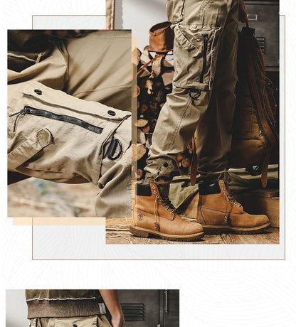 Autumn Men's Cargo Pants New Multi-Pocket Tactical Casual Pants Straight Leg Fashion Tactical Trousers Elastic Waist Cargo Pants