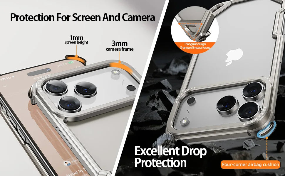 iPhone 17 Pro Max 17 Air Phone Case Aluminum Alloy Metal Frameless Shells Magsafe Minimalist Anti-Drop Protective Cover