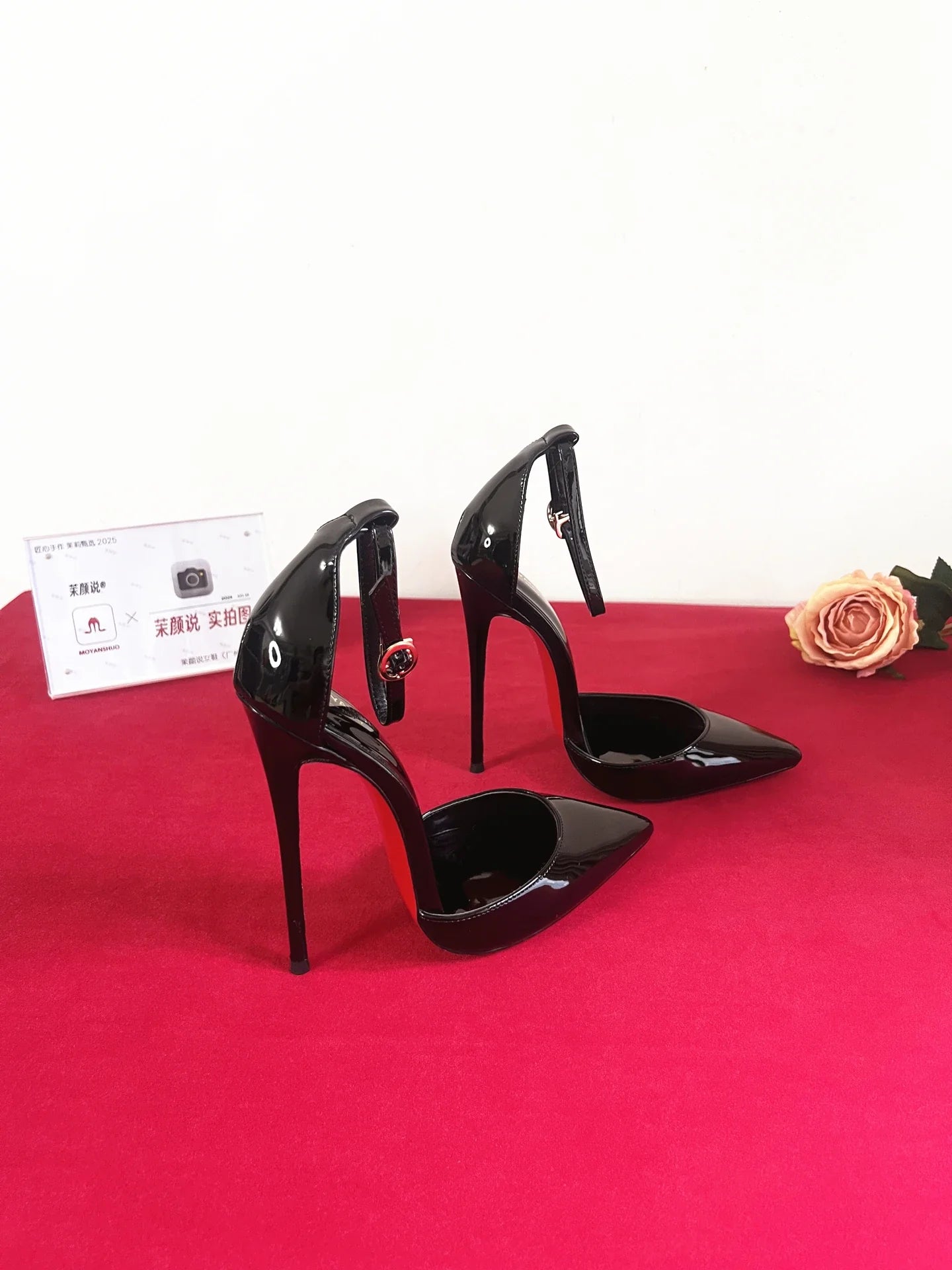Customized 12cm Ultra High Heels Black Lacquer Classic Thin Heel Bottom Shallow Mouth Fun Women's High Heel Sandals