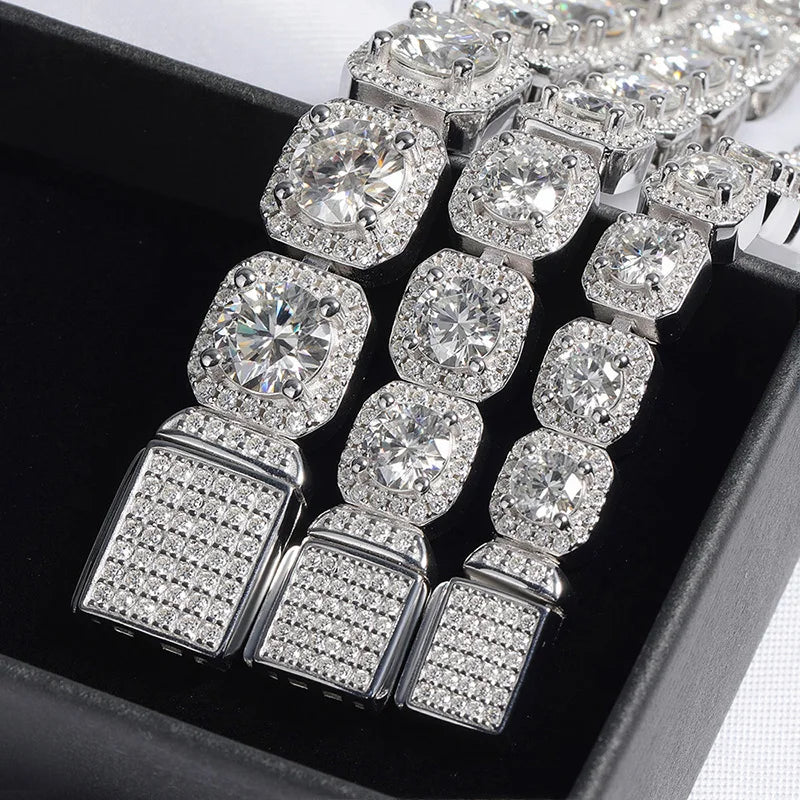 4/5/6.5mm Full Diamond 100% Real Moissanite Bracelets for Men Women Classic Luxury Bangles Pure 925 Sterling Silver Chain