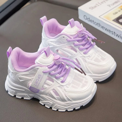 Girls Sports Shoes 2026 Spring and Summer New Children's Casual Mesh Breathable Thick-soled Designer Tennis Sports Shoes