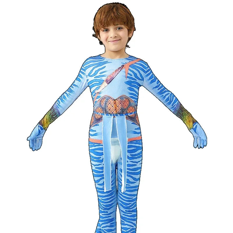 Avatar Costume for Kids Cosplay Alien Child Boy Girl Avatar The Way of Water Christmas Halloween Masquerade Party Dress Up