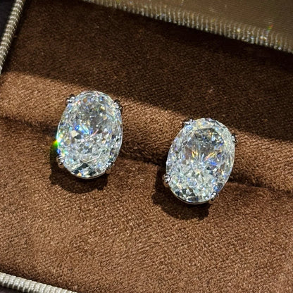 5CT Oval Cut High Carbon Diamond Earrings for Women 100% 925 Sterling Silver Sparkling Ear Stud Fine Jewelry Gifts
