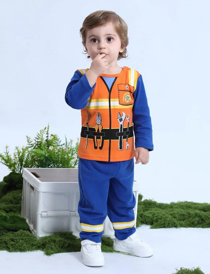 Boys Pilot Costumes Baby Firefighter Clothing Infant Police Cosplay Party Outfits Set Long Pants with Hat Halloween Costume