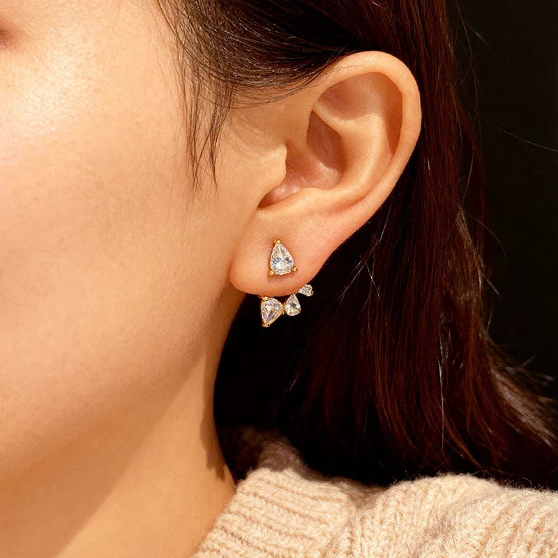 18k Plated Pear Cut 100% All Moissanite Stud Earrings for Women Girls Water Drop Luxury Ear Jewelry 925 Sterling Silver