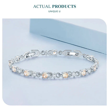 Authentic Luxury Multi-color Zircon Bracelet Rose Gold Color Chain Link Bracelet for Women Birthday Crystal Jewelry