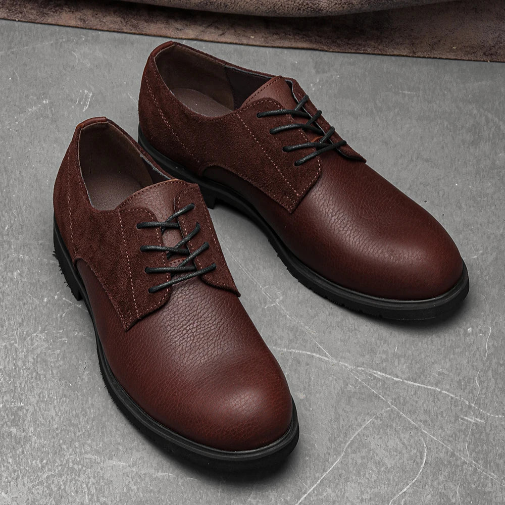 Genuine Leather Men Derby Shoes Ultralight Comfortable fashion Men Casual shoes Black Men Leather Shoes #KD6675