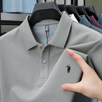 100%cotton luxury men's classic pony embroidery comfortable polo shirt fashionable summer new top breathable short sleeved shirt