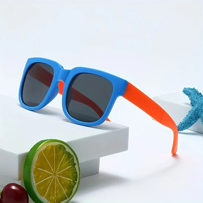1 Pair Foldable Glasses for Boys & Girls Portable Square Frame Travel Glasses Playful Design|Durable Lenses Outdoor Glasses