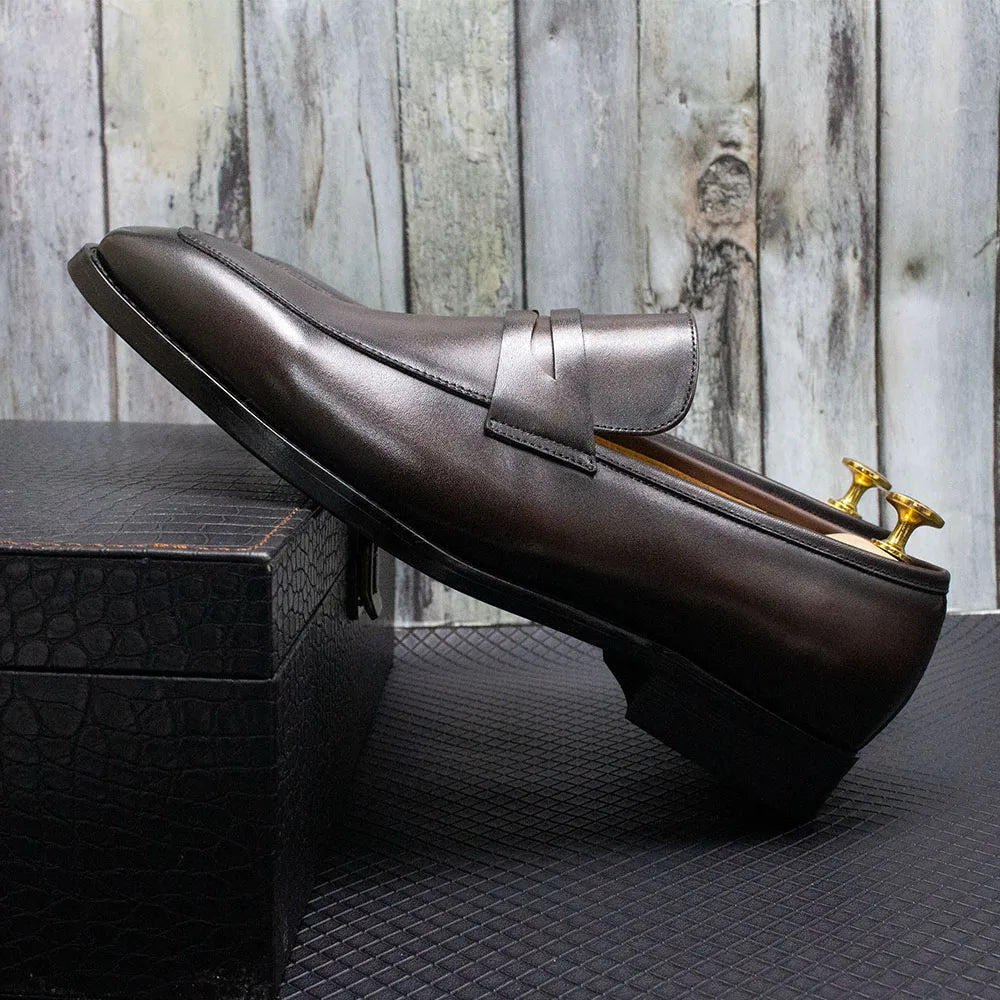 Men's Genuine Leather Penny Loafers Italian Design Luxury Classic Wedding Formal Office Business Dress Shoes