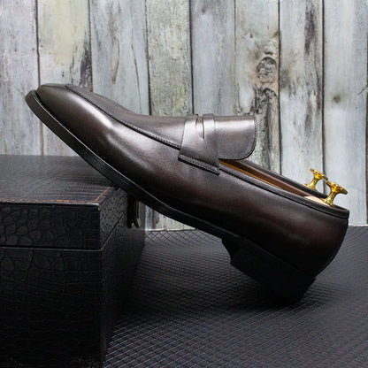 Men's Genuine Leather Penny Loafers Italian Design Luxury Classic Wedding Formal Office Business Dress Shoes
