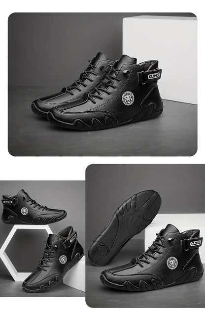 Men's PU Leather Lace Up Sneakers Black Casual Walking Shoes Lightweight Comfortable Breathable Brown Shoes for Men