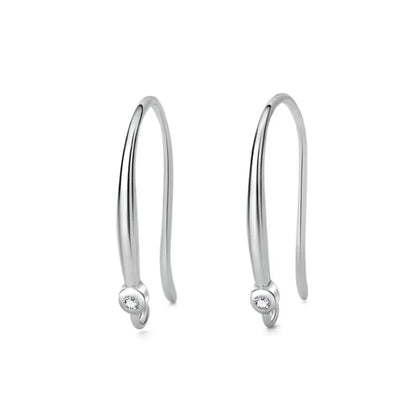 TrustDavis Real 925 Sterling Silver Fashion Dazzling CZ Opening Handmade Ear Hook Earring DIY Accessories Fine Jewelry HY365